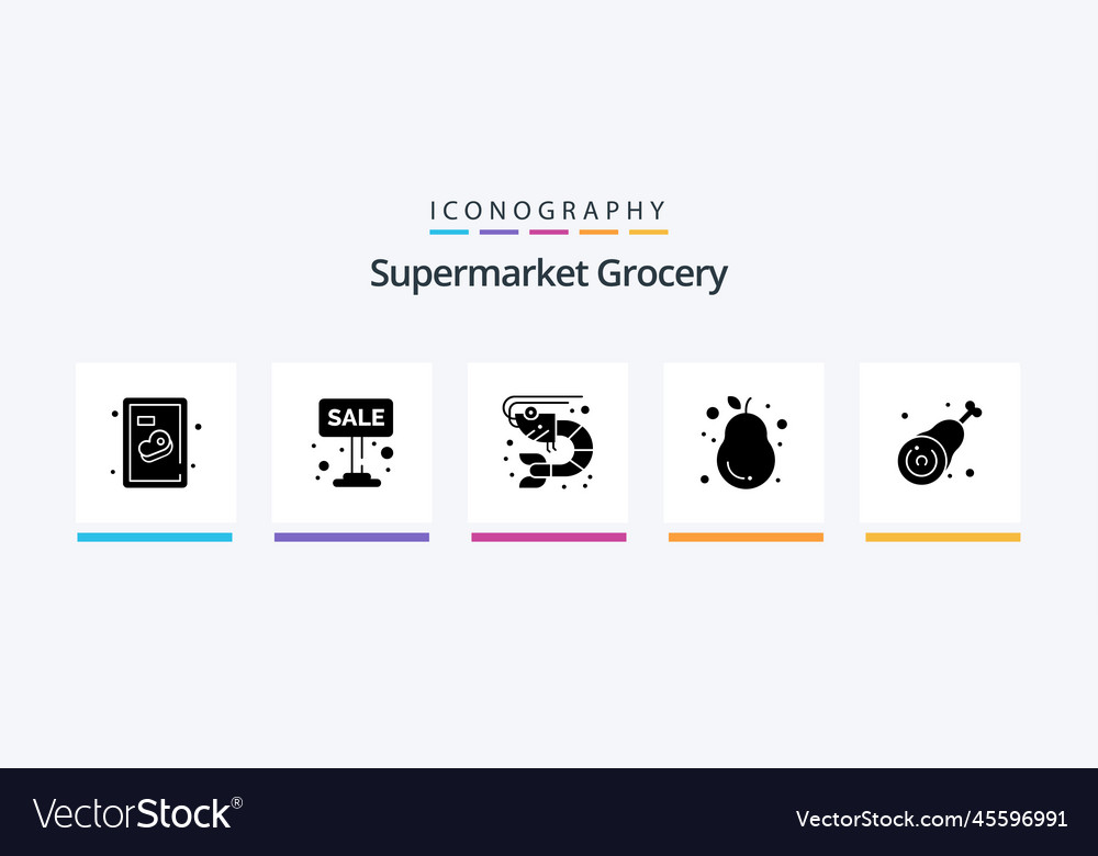 Grocery glyph 5 Icon-Pack mit Schlagzeug