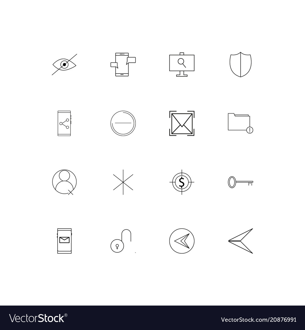 Interface linear thin icons set outlined simple
