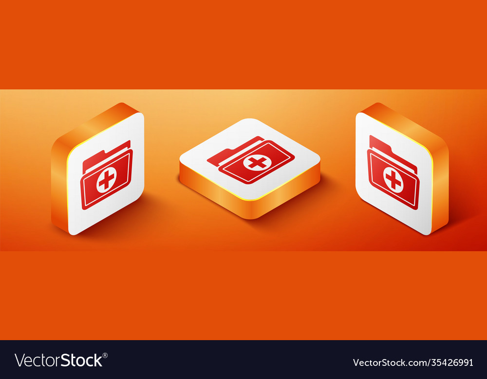 Isometric medical health record folder Royalty Free Vector