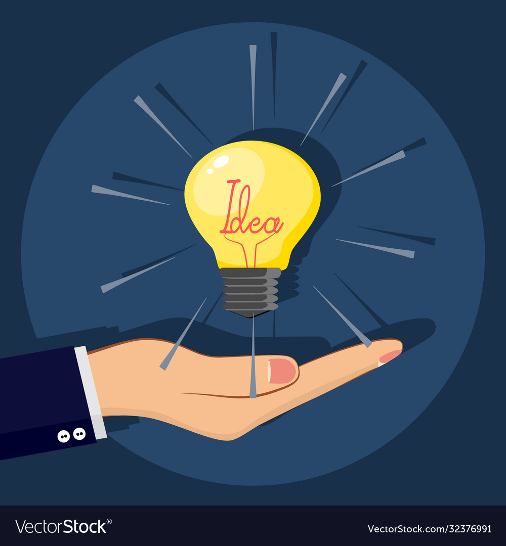 Light bulb in hand businessmansymbols idea