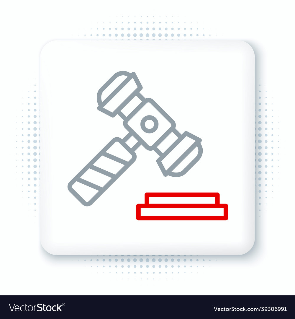 Line judge gavel icon isolated on white background vector image Line judge gavel icon isolated on white background