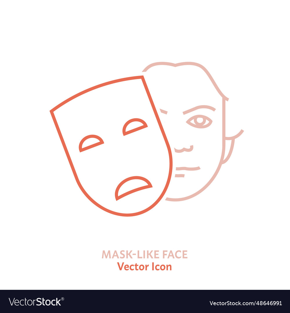 Mask-like face icon mental health issue thin