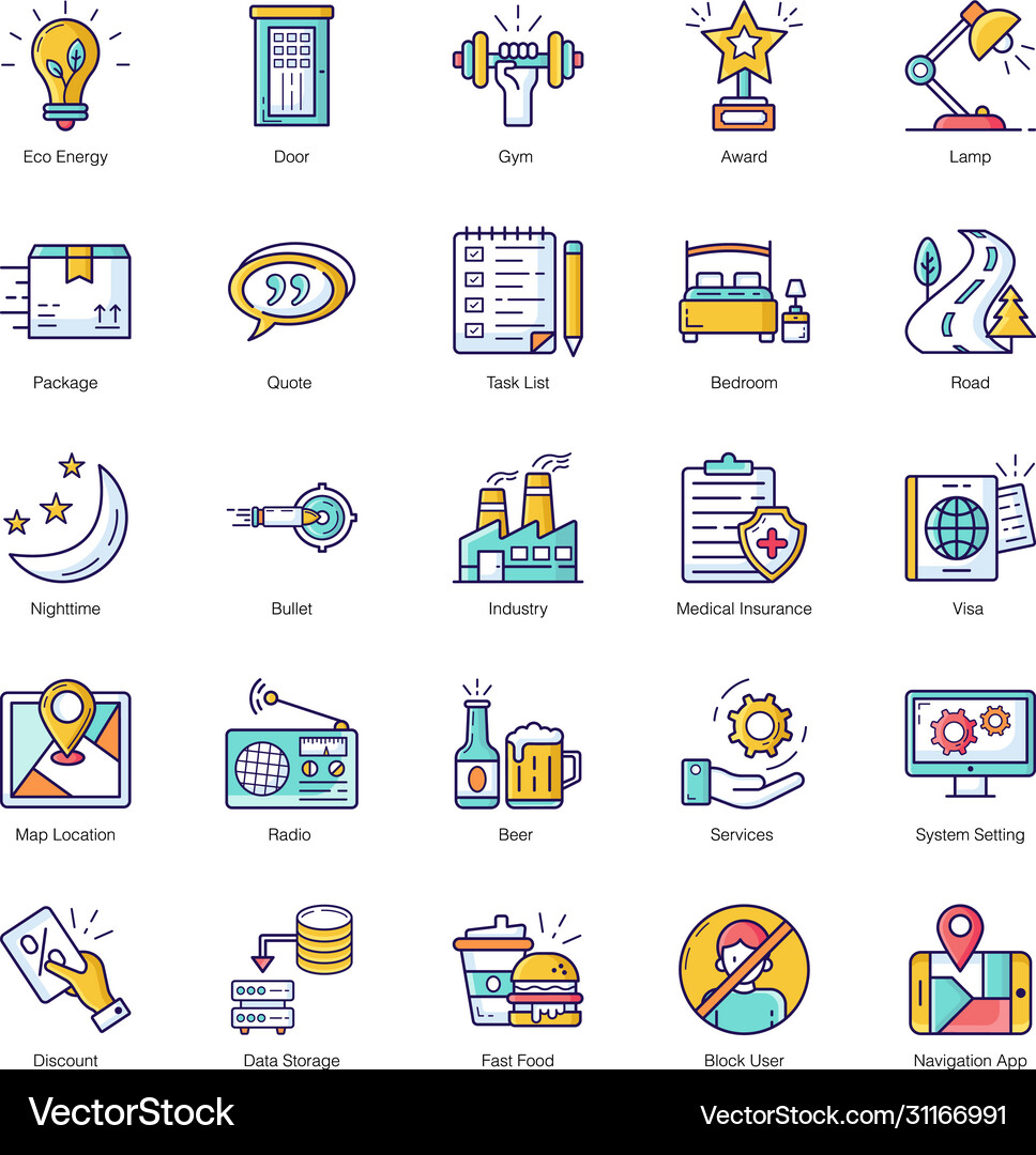 Pack trendy flat Royalty Free Vector Image - VectorStock