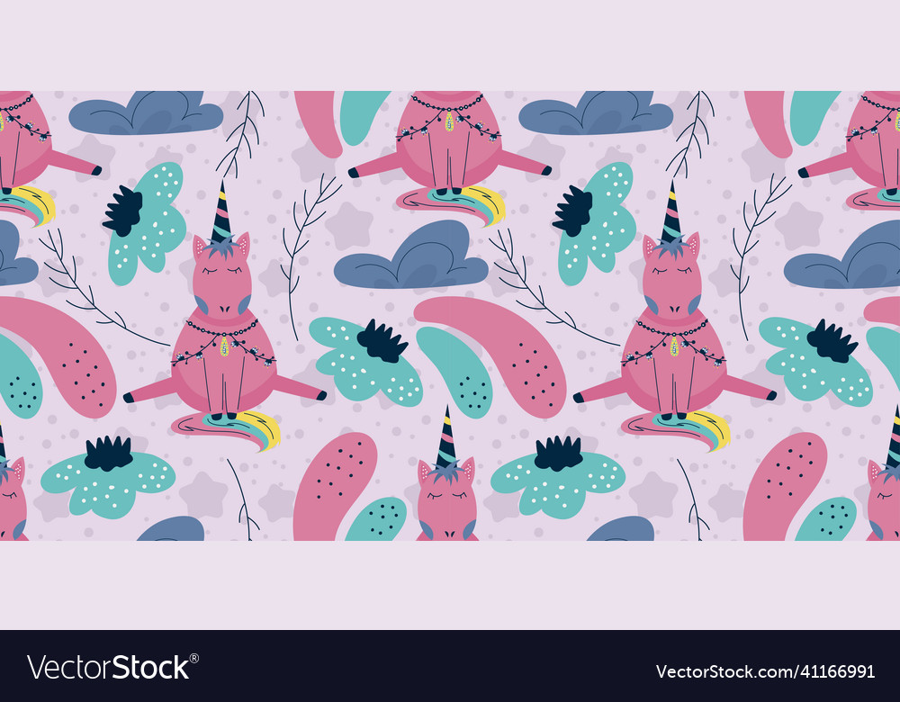 Scandinavian unicorn seamless pattern with cloud vector image Scandinavian unicorn seamless pattern with cloud