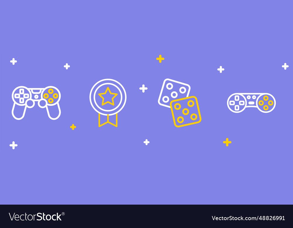 Set line game controller or joystick dice rating vector image Set line game controller or joystick dice rating