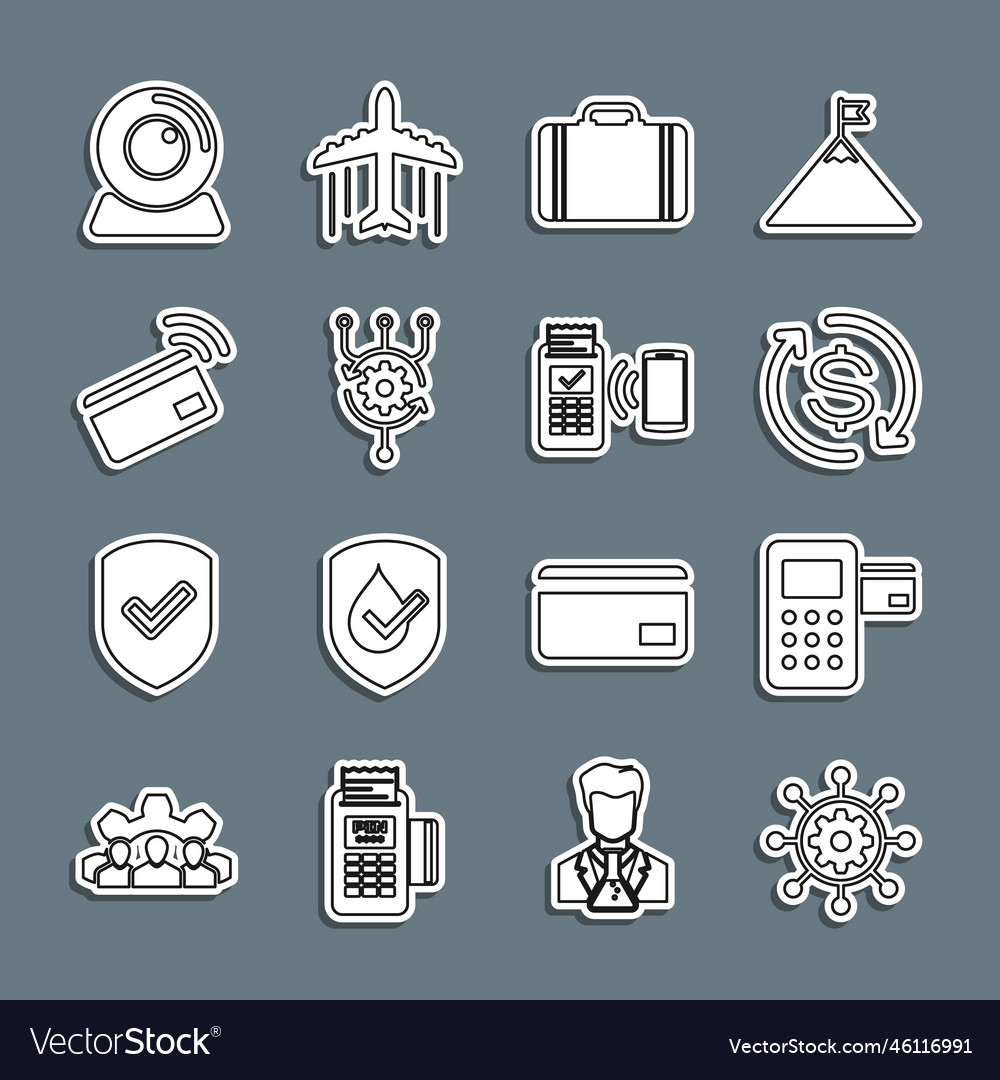 Set line project management pos terminal return vector image Set line project management pos terminal return