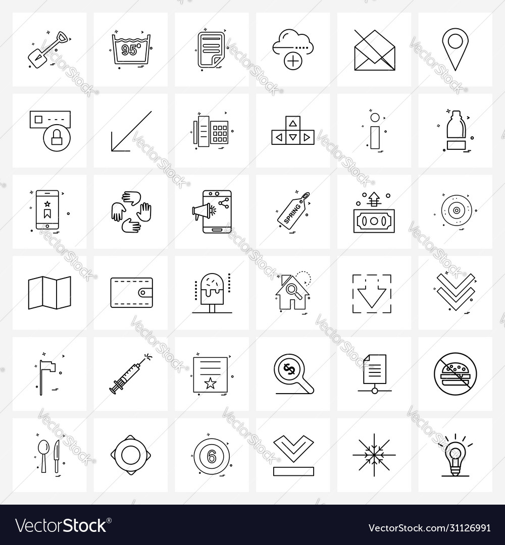 Simple set 36 line icons such as disable plus