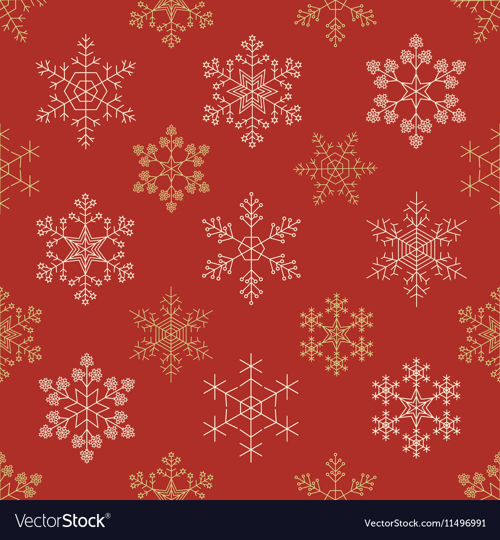 Snowflake seamless pattern vintage outline version