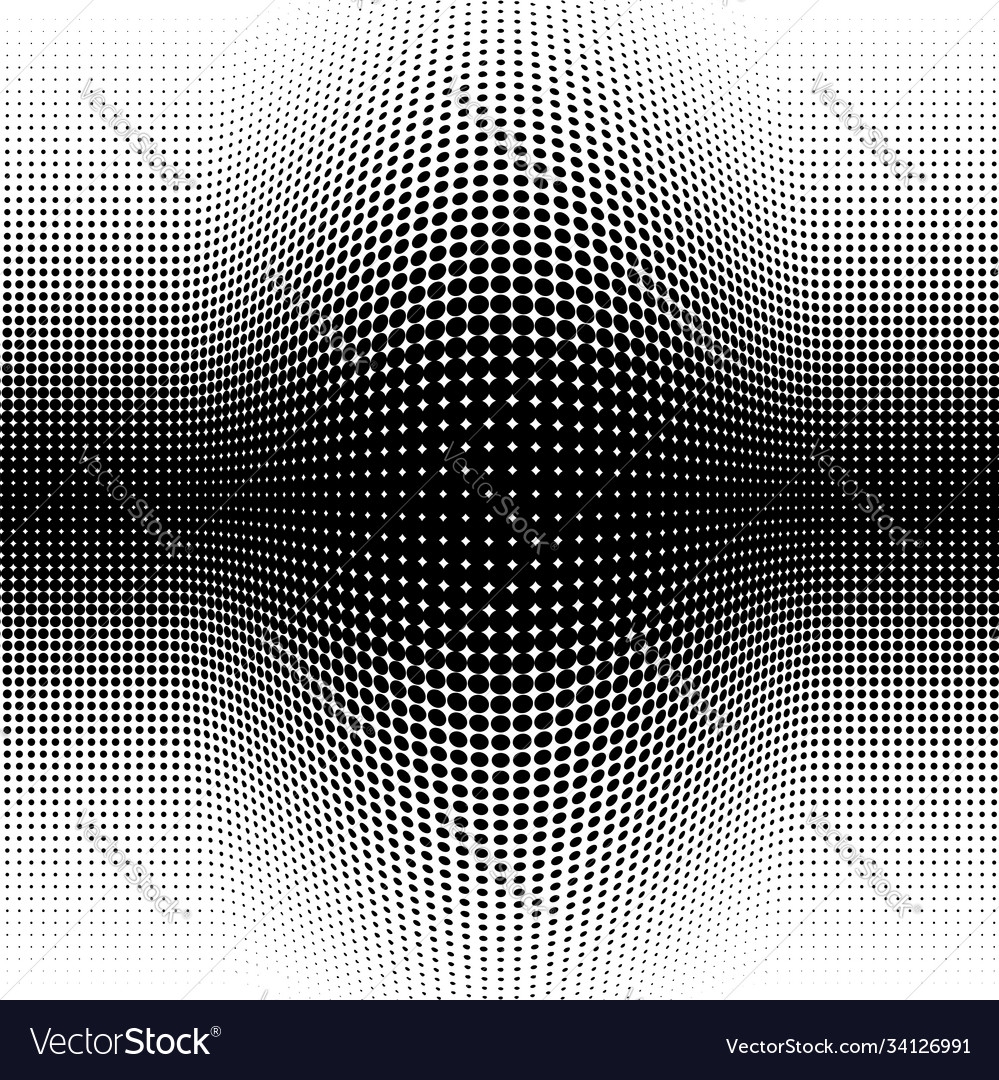 Spherical distortion halftone dots element orb vector image Spherical distortion halftone dots element orb
