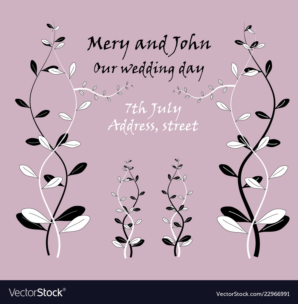 Wedding card vintage black and white sprout
