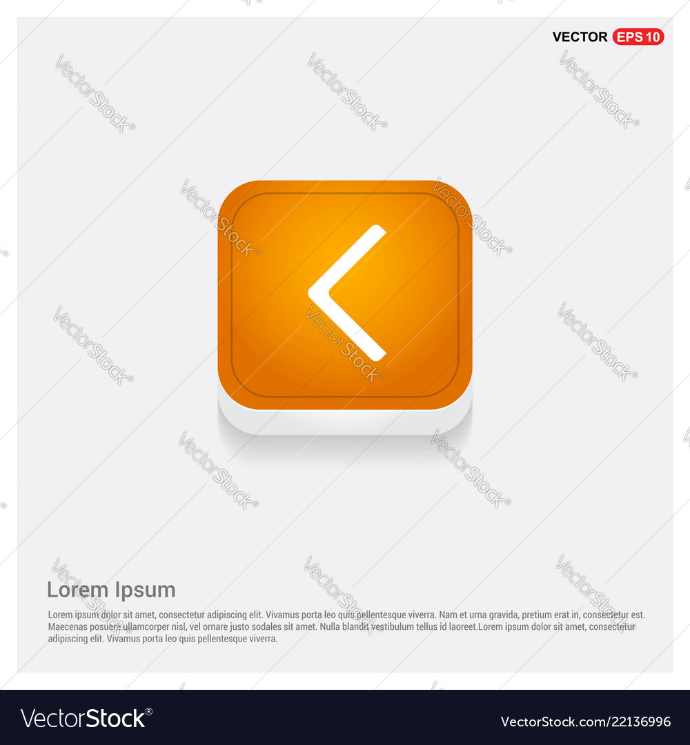 Back icon orange abstract web button vector image Back icon orange abstract web button