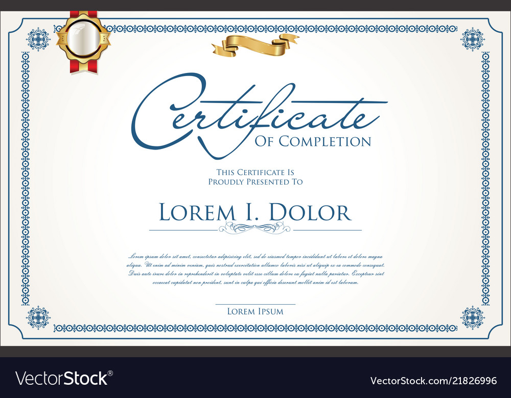 Certificate or diploma retro vintage design Vector Image