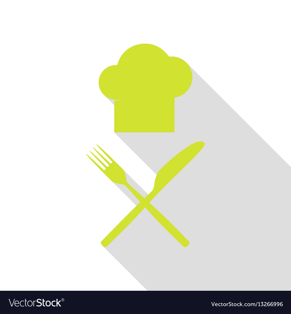 Chef with knife and fork sign pear icon flat Vector Image