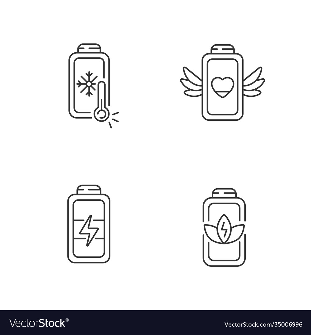 Different battery modes linear icons set Vector Image Different battery modes linear icons set