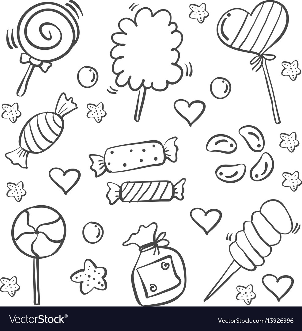 Doodle sketch sweet candy style Royalty Free Vector Image