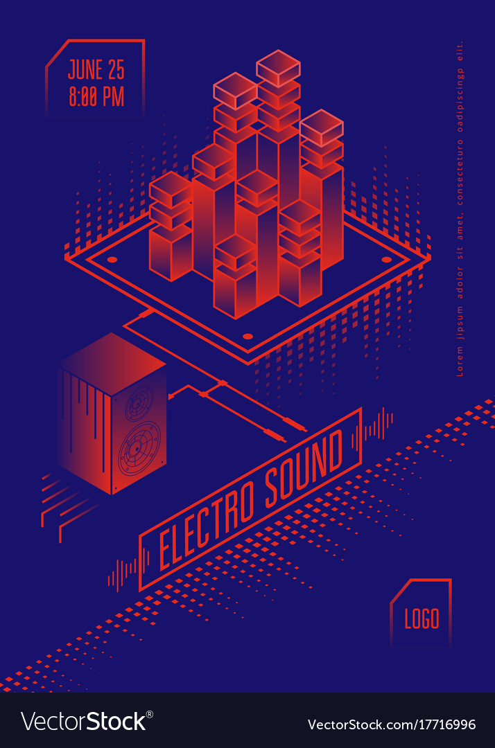 Electro sound music poster Royalty Free Vector Image