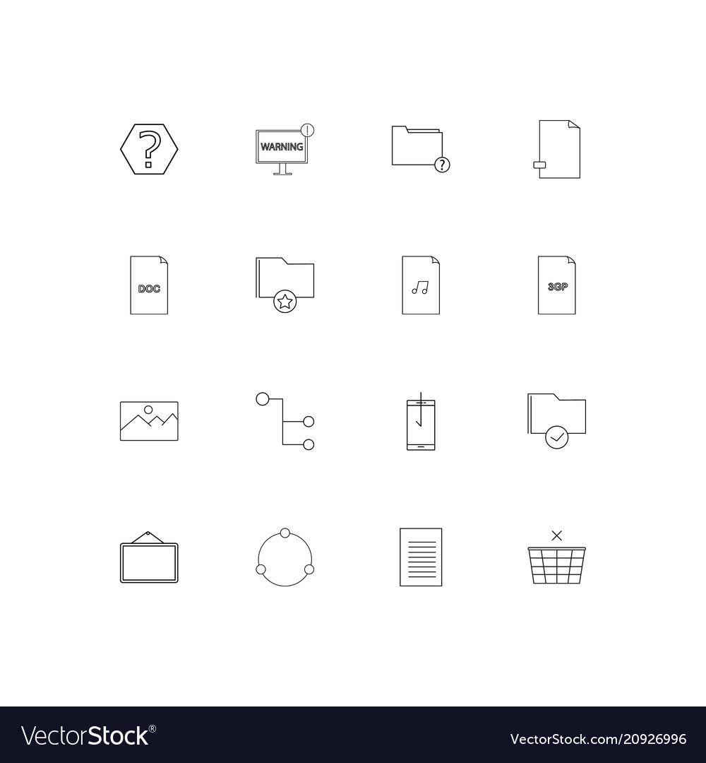 Files and folders sign linear thin icons set