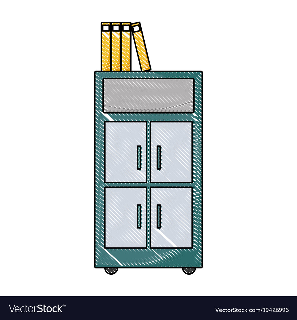 Grated archive cabinet file with books document
