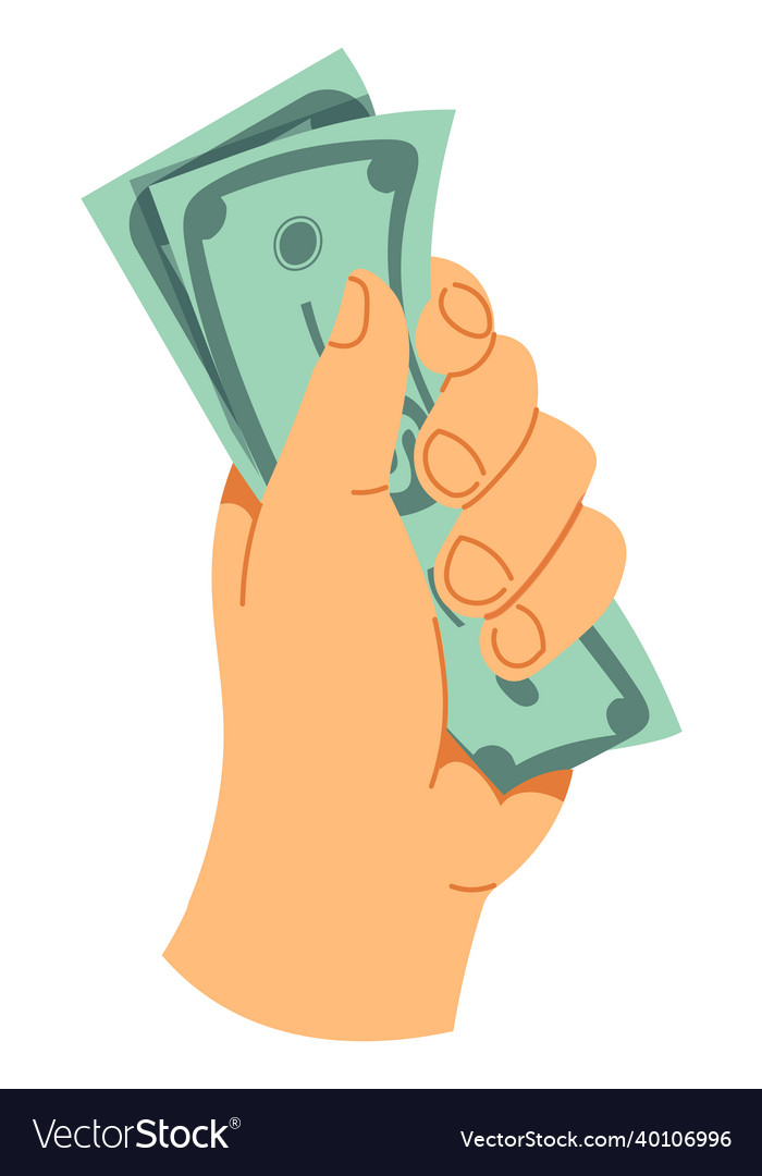 Hand holding money in hands economic relations Vector Image