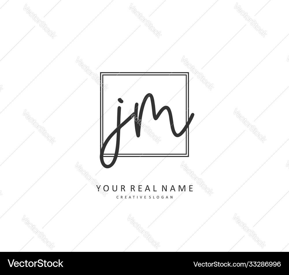 J m jm initial letter handwriting and signature Vector Image
