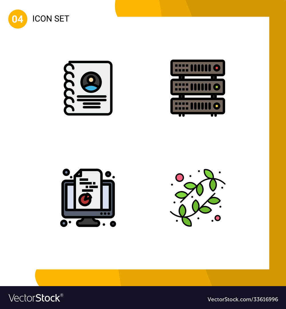 Modern set 4 filledline flat colors pictograph