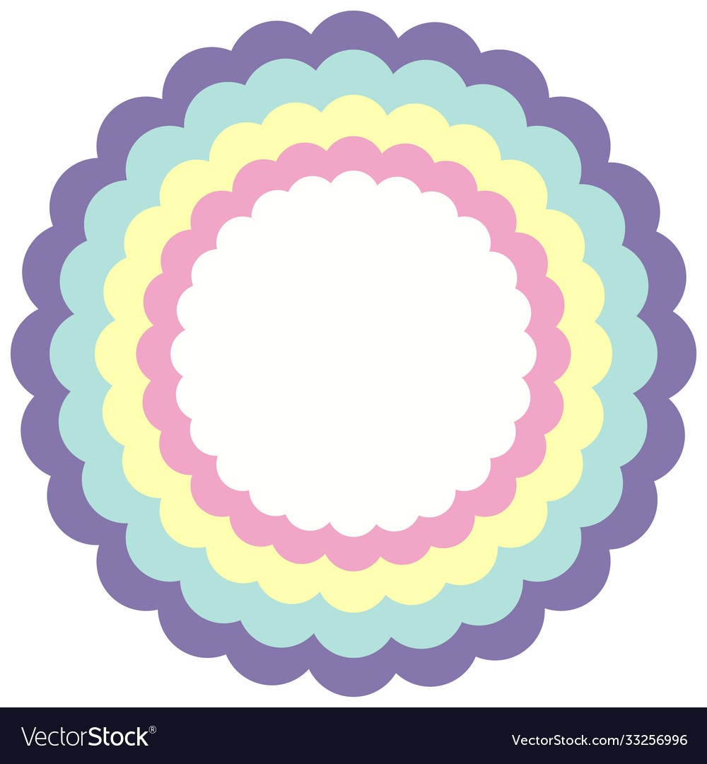 Rainbow wavy circle frame in pastel color template