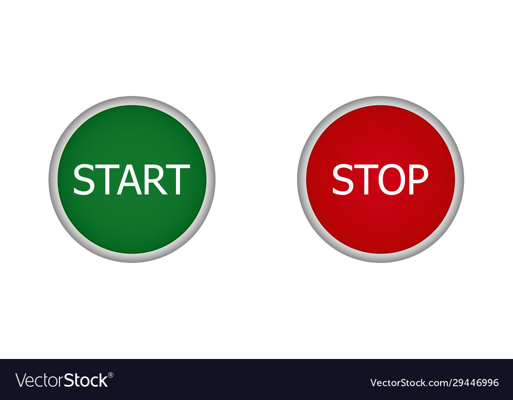 Red and green button start stop set Royalty Free Vector