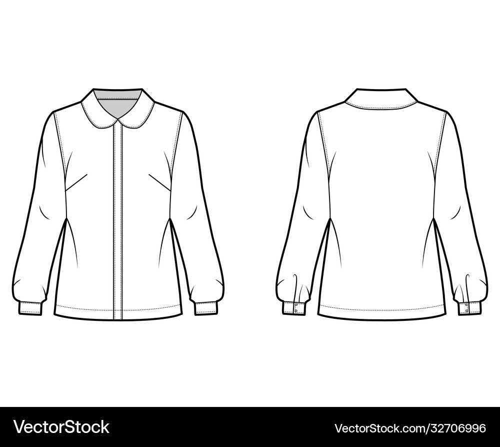 Round collar shirt technical fashion Royalty Free Vector