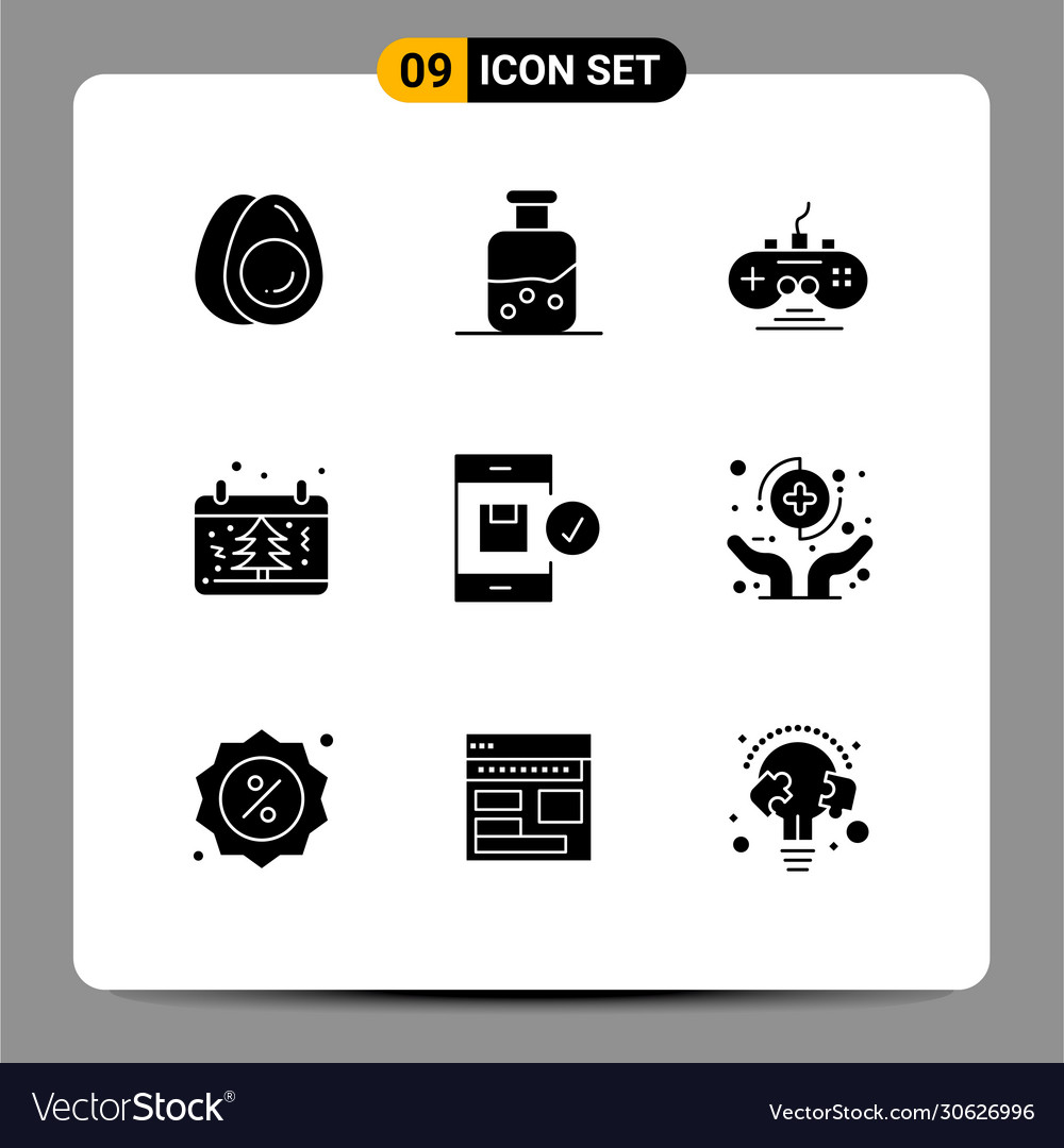 Set 9 solid glyphs on grid for application