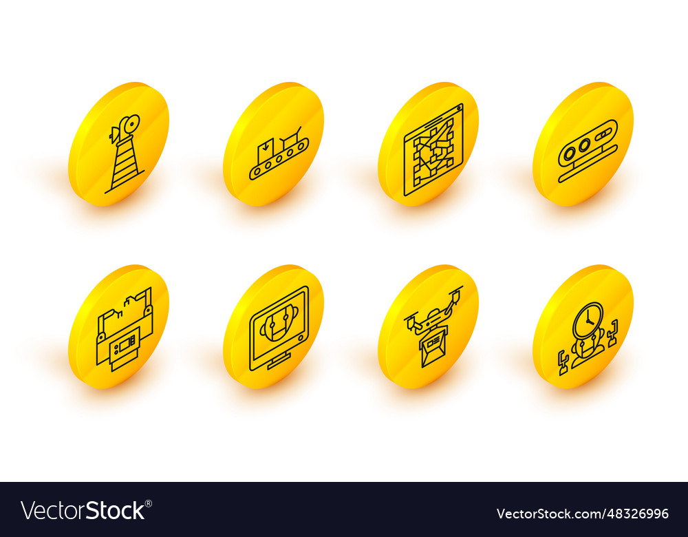 Set line robot and digital time manager drone vector image Set line robot and digital time manager drone