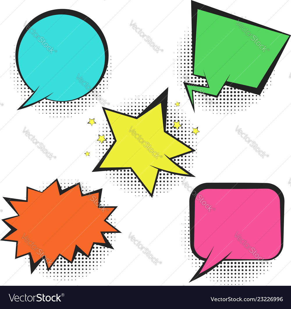 Set of bright colorful retro comic speech bubbles