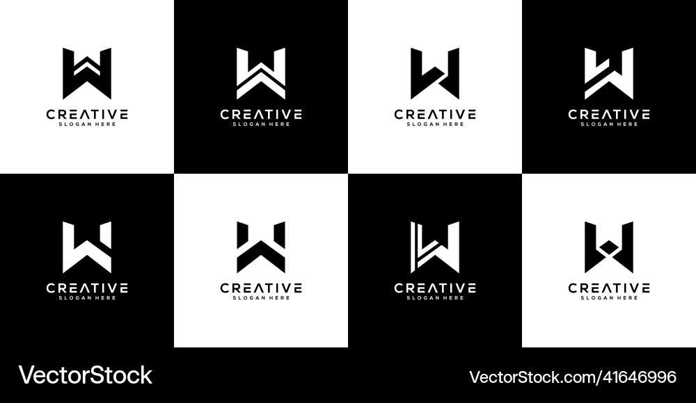 Set of initials letter w logo design Royalty Free Vector