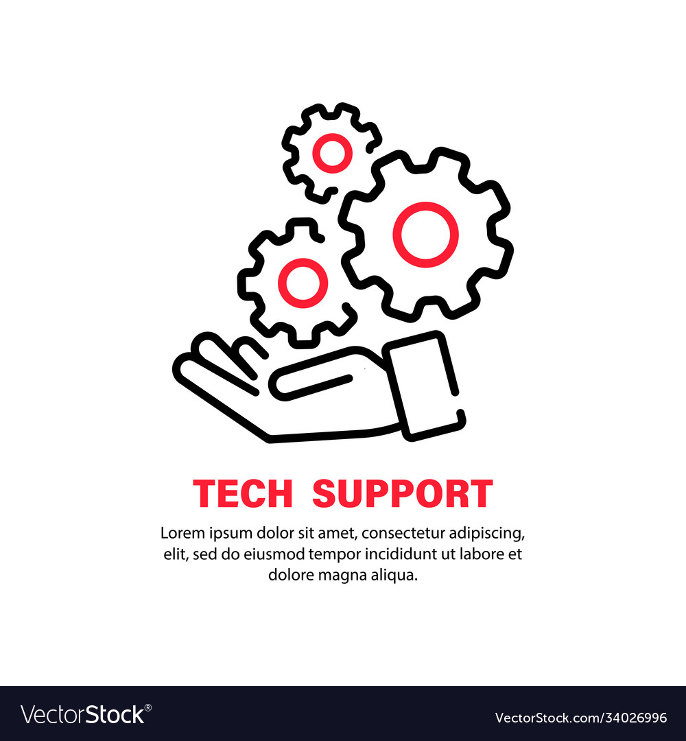 Tech support icon hand with gears operator call vector image Tech support icon hand with gears operator call