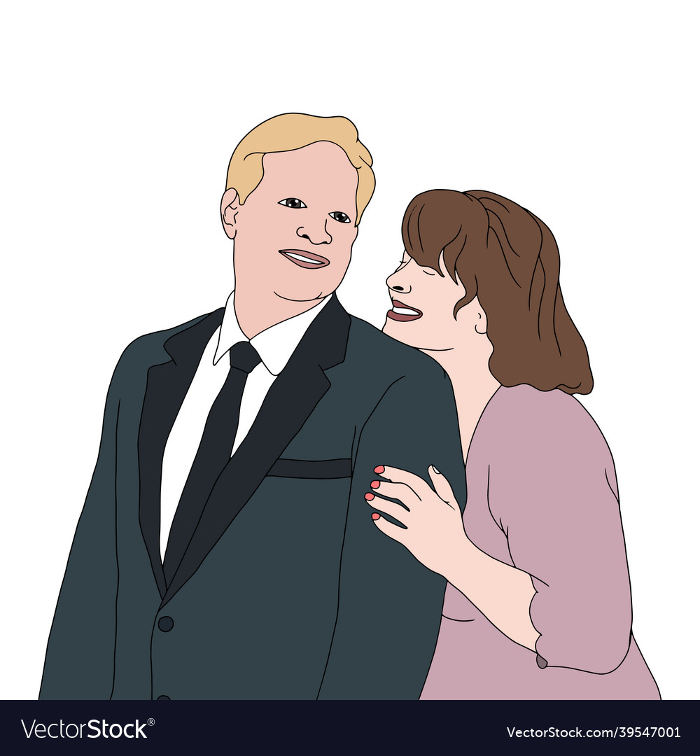 A couple having great time wife hugs husband vector image A couple having great time wife hugs husband