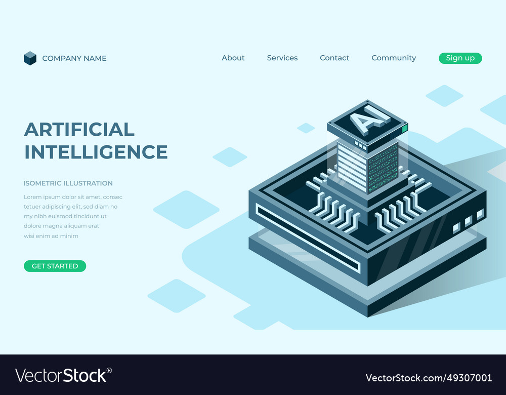 Artificial intelligence isometric landing page