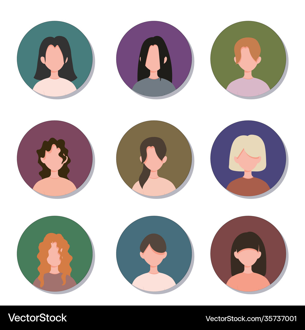 Avatar profile icons set male without face Vector Image