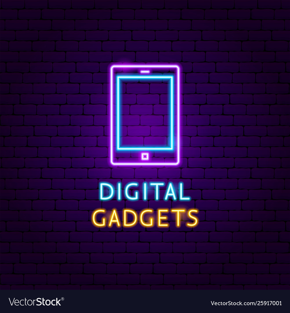 Digital gadgets neon label