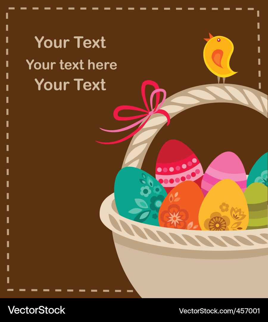 Easter eggs with basket Royalty Free Vector Image