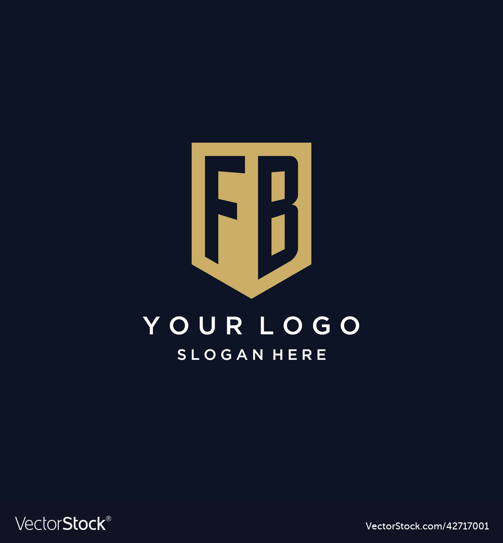 Fb monogram initials logo design with shield icon Vector Image Fb monogram initials logo design with shield icon