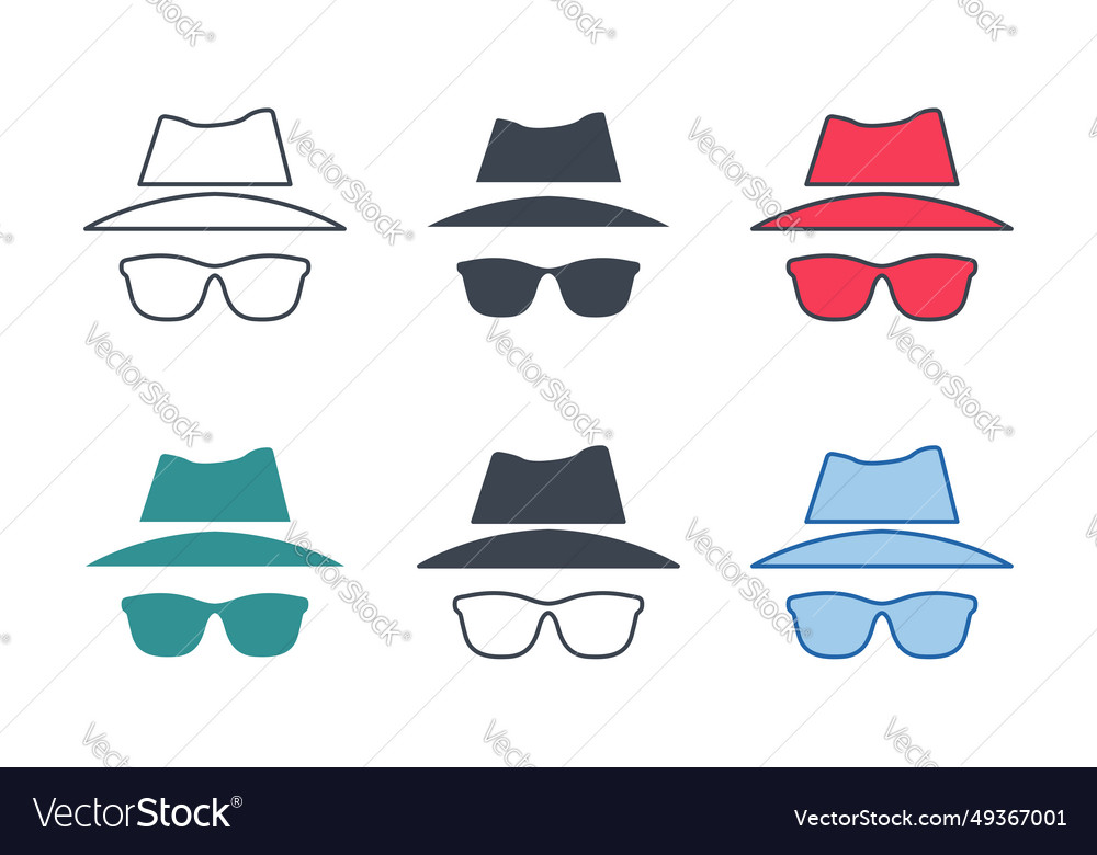 Incognito icon collection with different styles