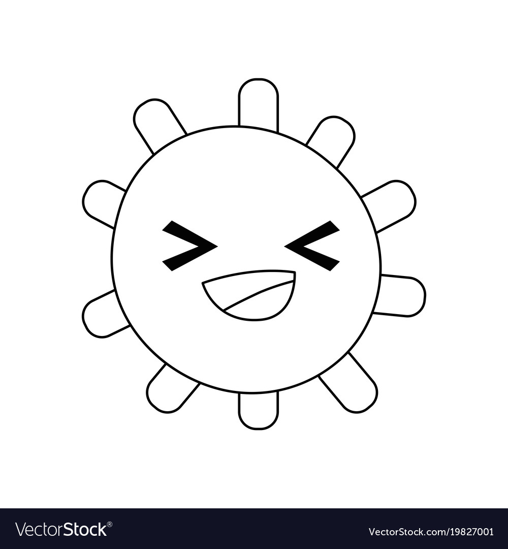 Line cheerful sun with lights ray kawaii