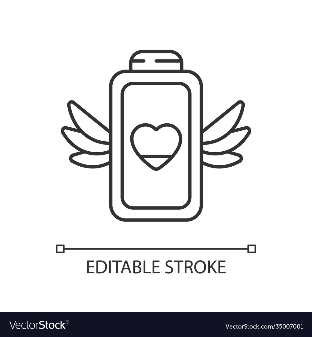 Low battery level problem linear icon vector image Low battery level problem linear icon