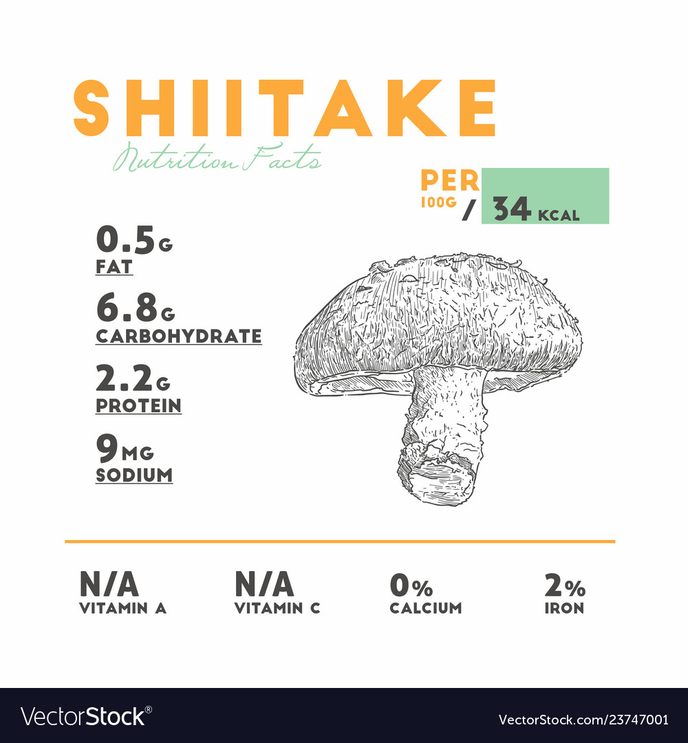 nutrition-fact-of-shiitake-mushroom-royalty-free-vector