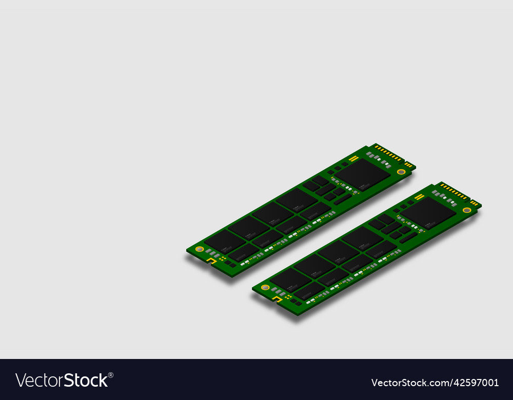 Nvme express m2 memory realistic 3d isometric Vector Image