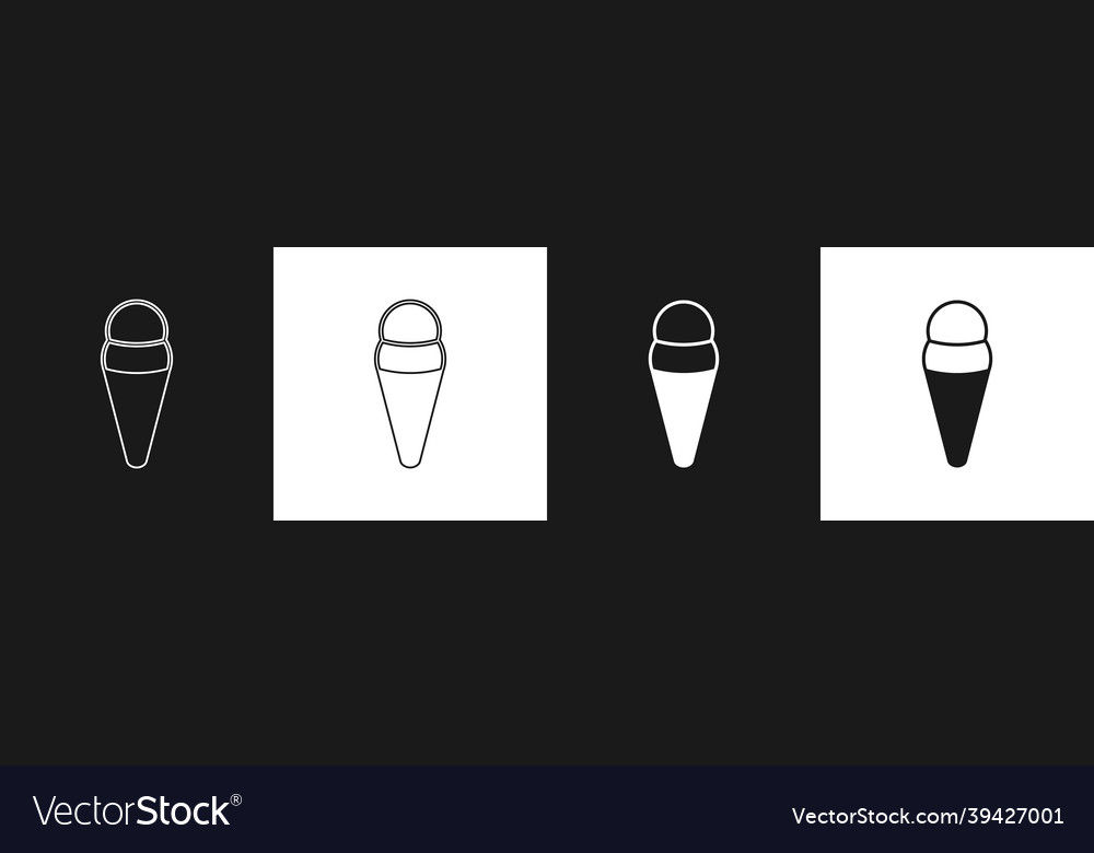 Set Ice Cream In Waffle Cone Icon Isolated Vector Image 7865