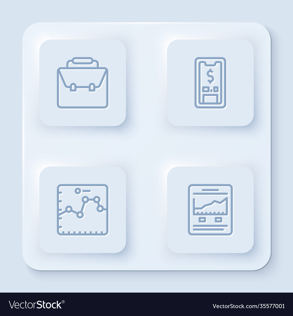 Set line briefcase mobile with dollar browser Vector Image