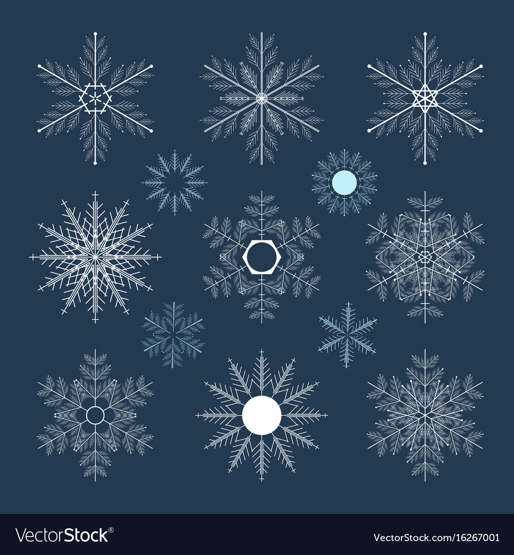 Snowflake Collection on Dark Background