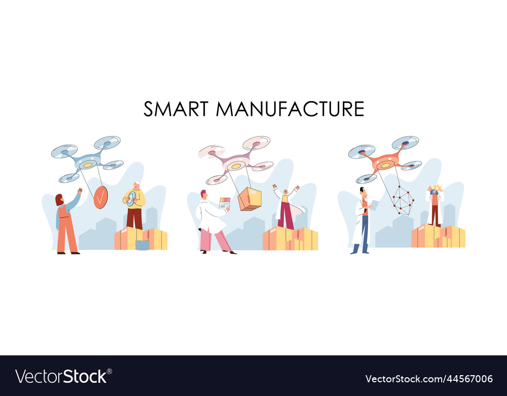 Automation and development of delivery process vector image Automation and development of delivery process