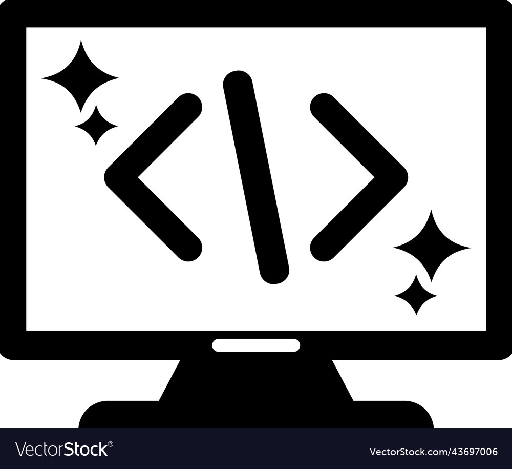 Clean coding code icon black graphics