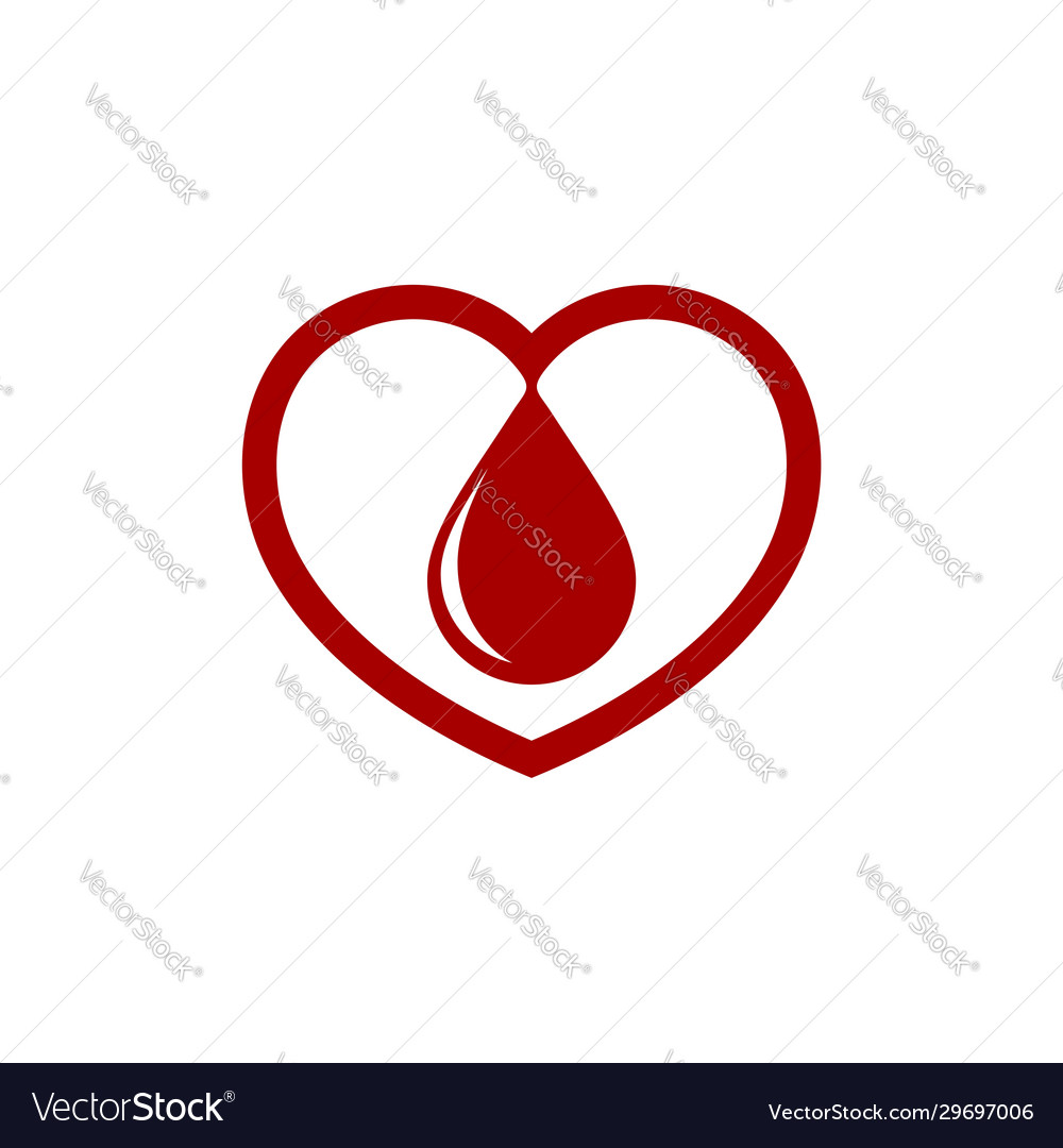 Drop red blood and heart logo template design eps Vector Image